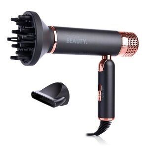 Black & Rose Gold Hair Dryer with Diffuser
